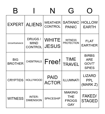 CONSPIRACY THEORY BINGO Card