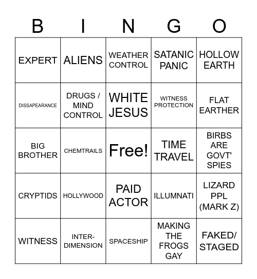 CONSPIRACY THEORY BINGO Card