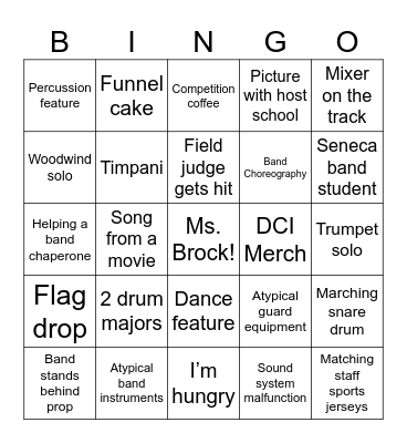 WHS Wren Competition Bingo Card