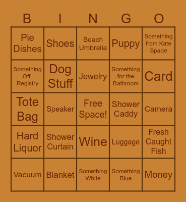 Amber's Bridal Shower Gift Bingo! Bingo Card