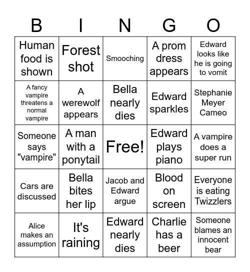 Twilight BINGO Card