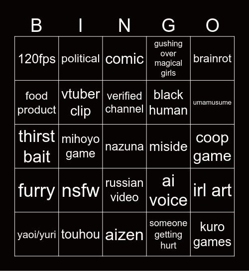 tiktok bingo vanja Bingo Card