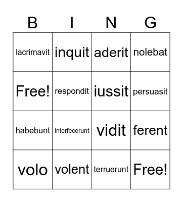 de Romanis 6.15 verbs Bingo Card