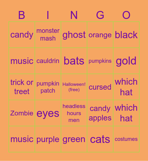 Halloween Bingo Card