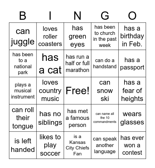 FIND SOMEONE WHO Bingo Card