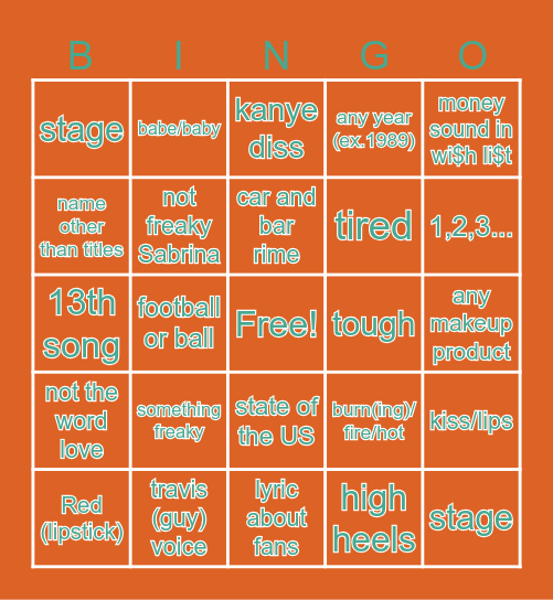 The Life Of A Showgirl Bingo Card the-life-of-a-showgirl-bingo-card