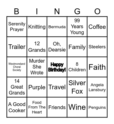 NanaFest 2025 Bingo Card