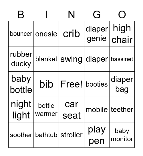 Beary Baby Bingo Card