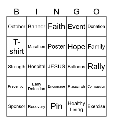 BREAST CANCER AWARENESS BINGO Card