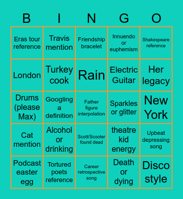 The Life of a Showgirl (first listen) Bingo Card