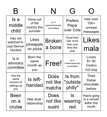 CASA Icebreaker Bingo Card