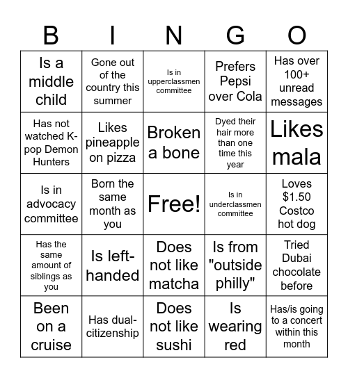 CASA Icebreaker Bingo Card