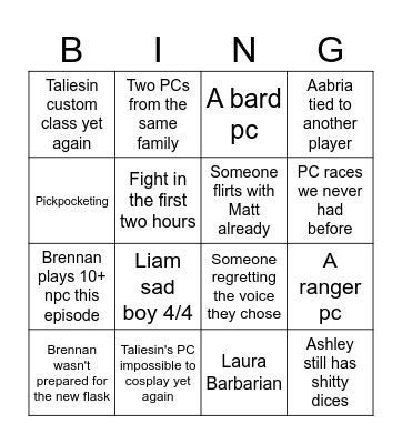 CR launch party Bingo Card
