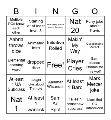 Campaign 4 Bingo Card