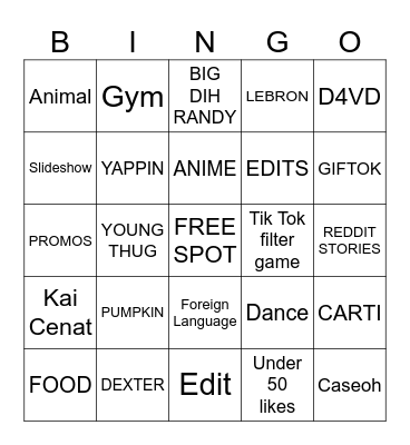 TikTok Bingo 2024 Bingo Card