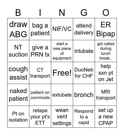 RT WEEK BINGO Card