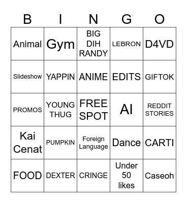 sgxninja bingo 25' Bingo Card