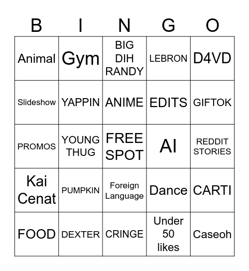 sgxninja bingo 25' Bingo Card