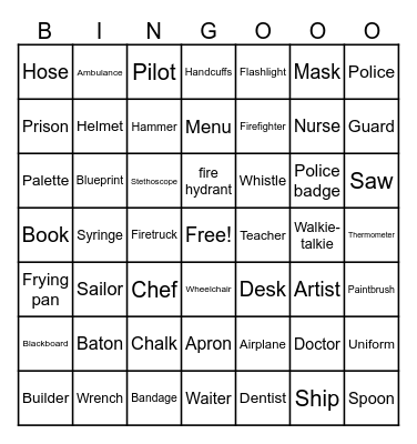 English BINGO Card