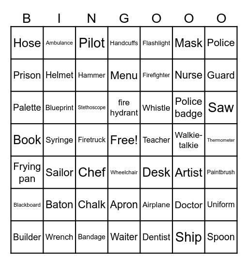 English BINGO Card