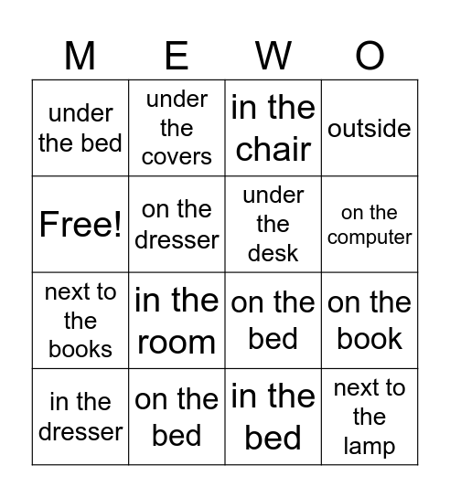 Where is Mewo? Bingo Card