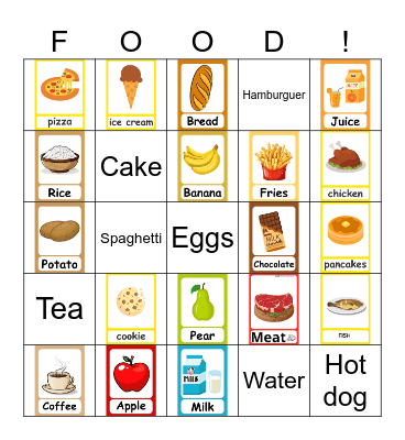 Food Bingo Card