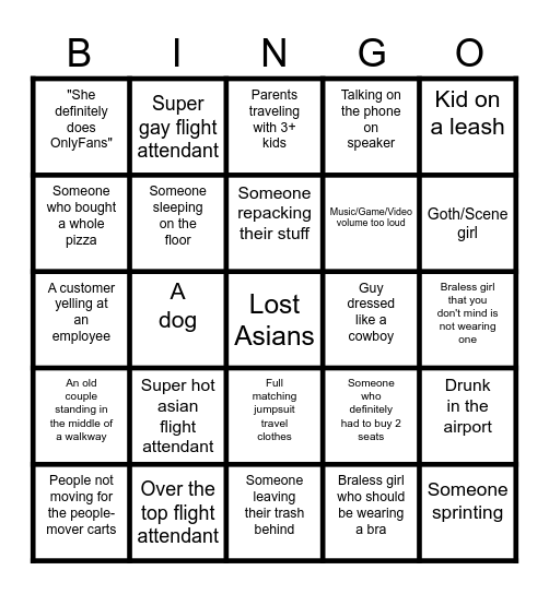 Airport Bingo Card