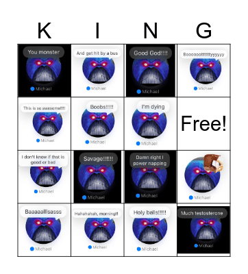 Space King Text Bingo Card