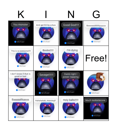 Space King Text Bingo Card