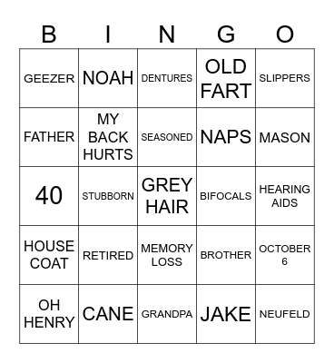 JAKE'S 40TH! Bingo Card