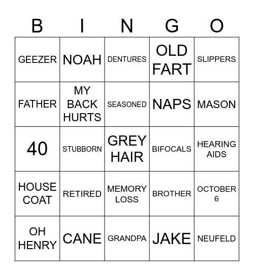 JAKE'S 40TH! Bingo Card