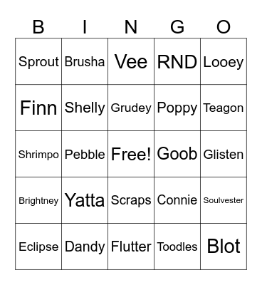 Twisteds Bingo Card