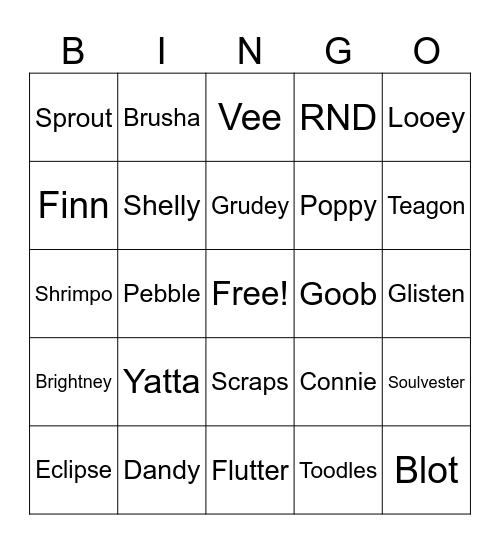 Twisteds Bingo Card