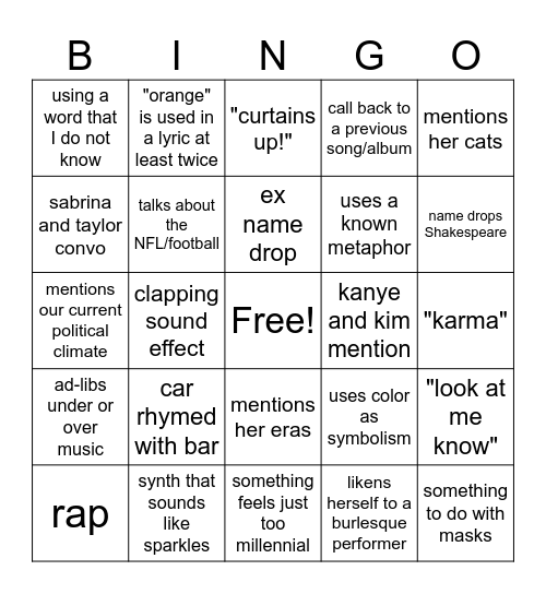 TLOASG Bingo Card