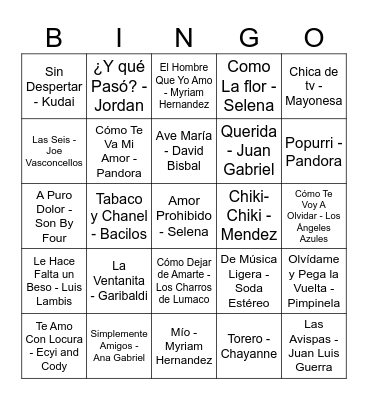 Bingo Musical Bingo Card