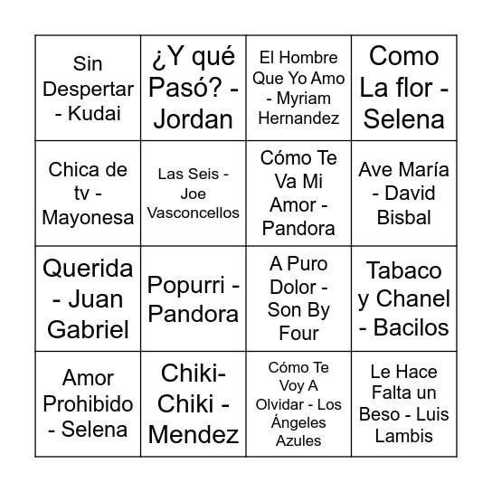 BINGO MUSICAL Bingo Card