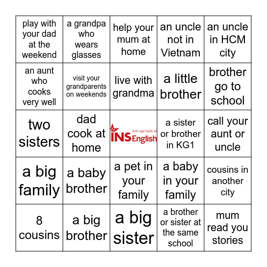 Do you  /  Have you got ________? Bingo Card