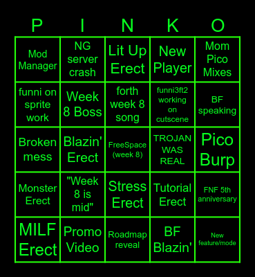 WEEK 8 FNF RELEASE Bingo Card