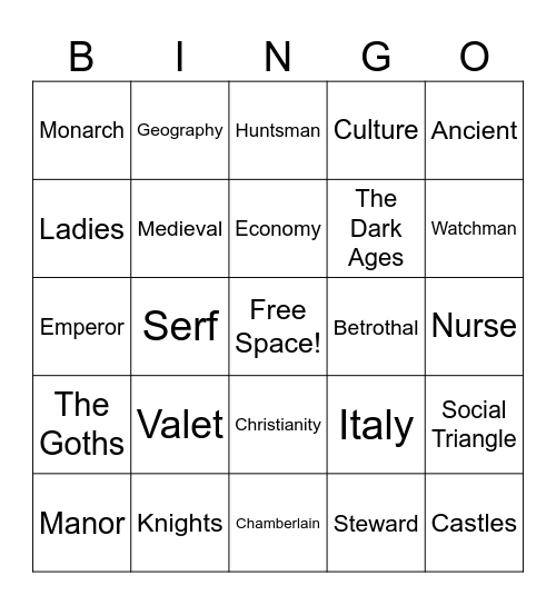 Unit 1 Bingo Card