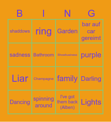 The Life of a Showgirl Bingo Card
