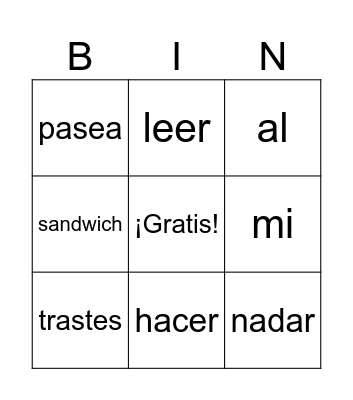 Yo puedo Bingo Card