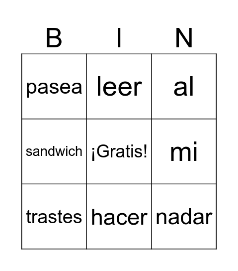 Yo puedo Bingo Card