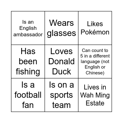 Human bingo Card