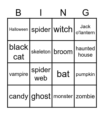 Halloween Bingo Card