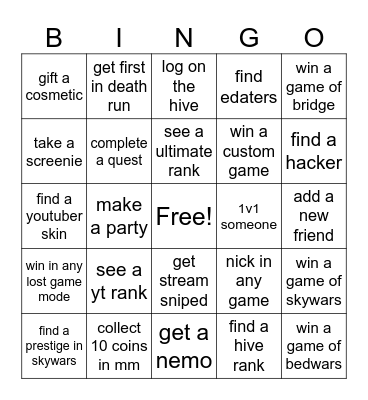 hive bingo Card