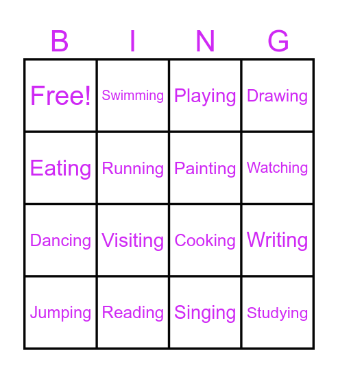 PAST PROGRESSIVE Bingo Card