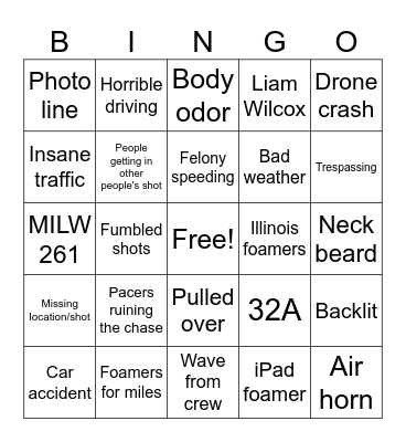 2025 MILW 261 Excursion Bingo Card