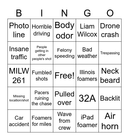 2025 MILW 261 Excursion Bingo Card