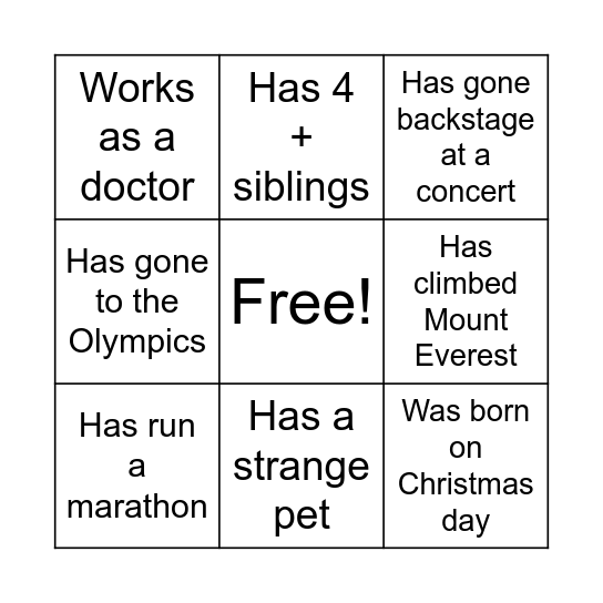 Do you know someone who... Bingo Card