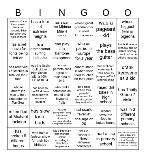 PRIM BINGO - Find a Prim Who... Bingo Card
